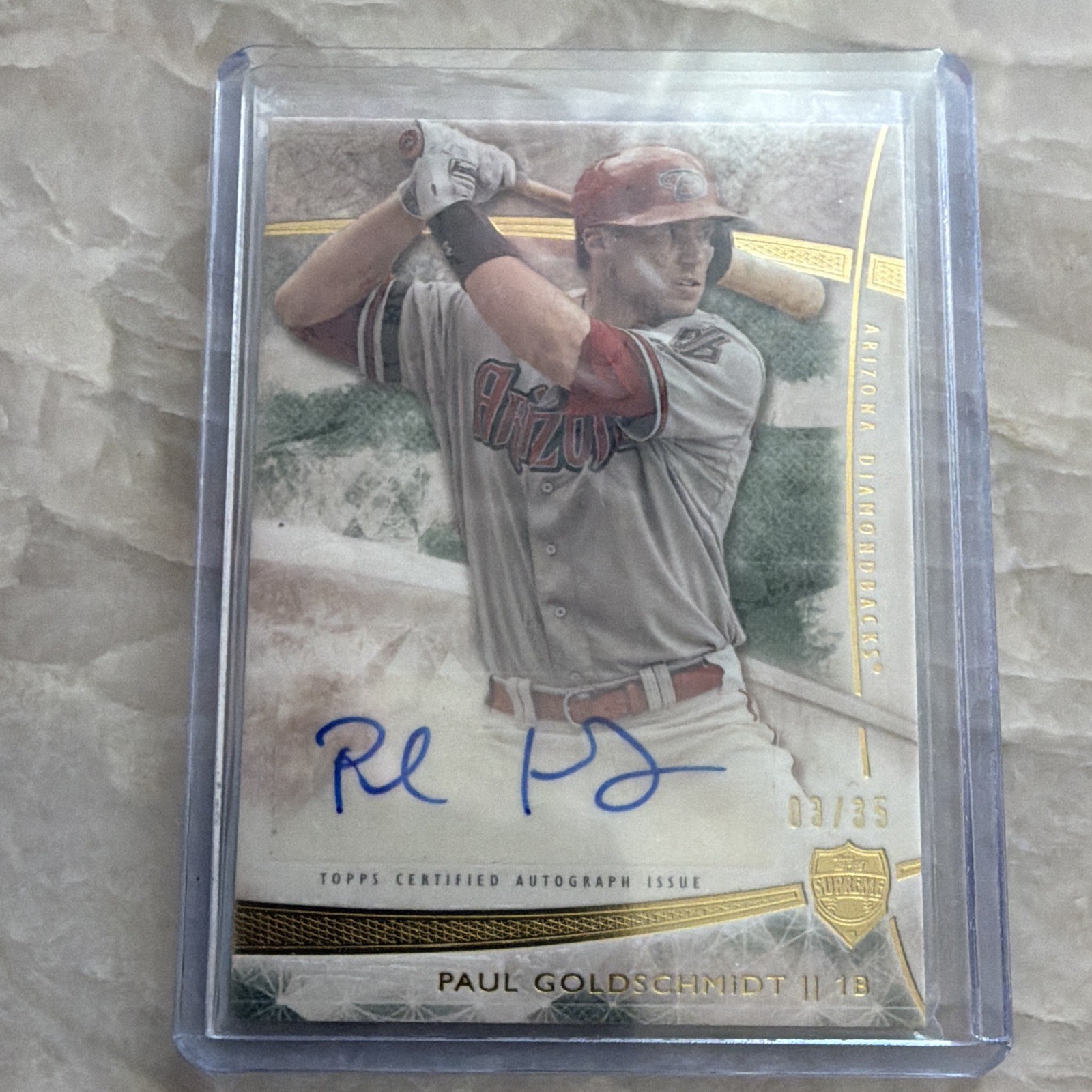 Topps 2014 Supreme Autographs Paul Goldschmidt Green Auto SA-PG /35 DBacks Topps 2014 Supreme Autographs Paul Goldschmidt Green Auto SA-PG /35 DBacks