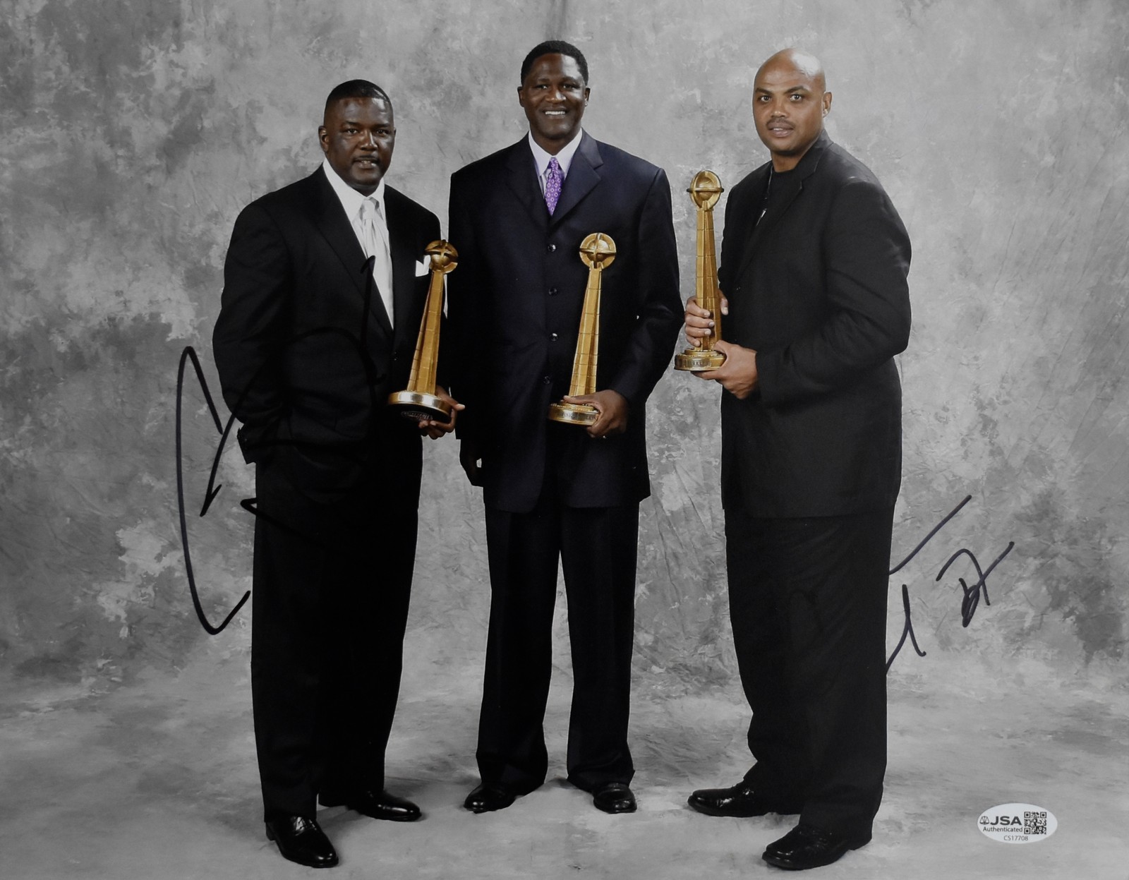 Joe Dumars & Charles Barkley HOF Signed/Autographed 11x14 Photo Sixers JSA 12225