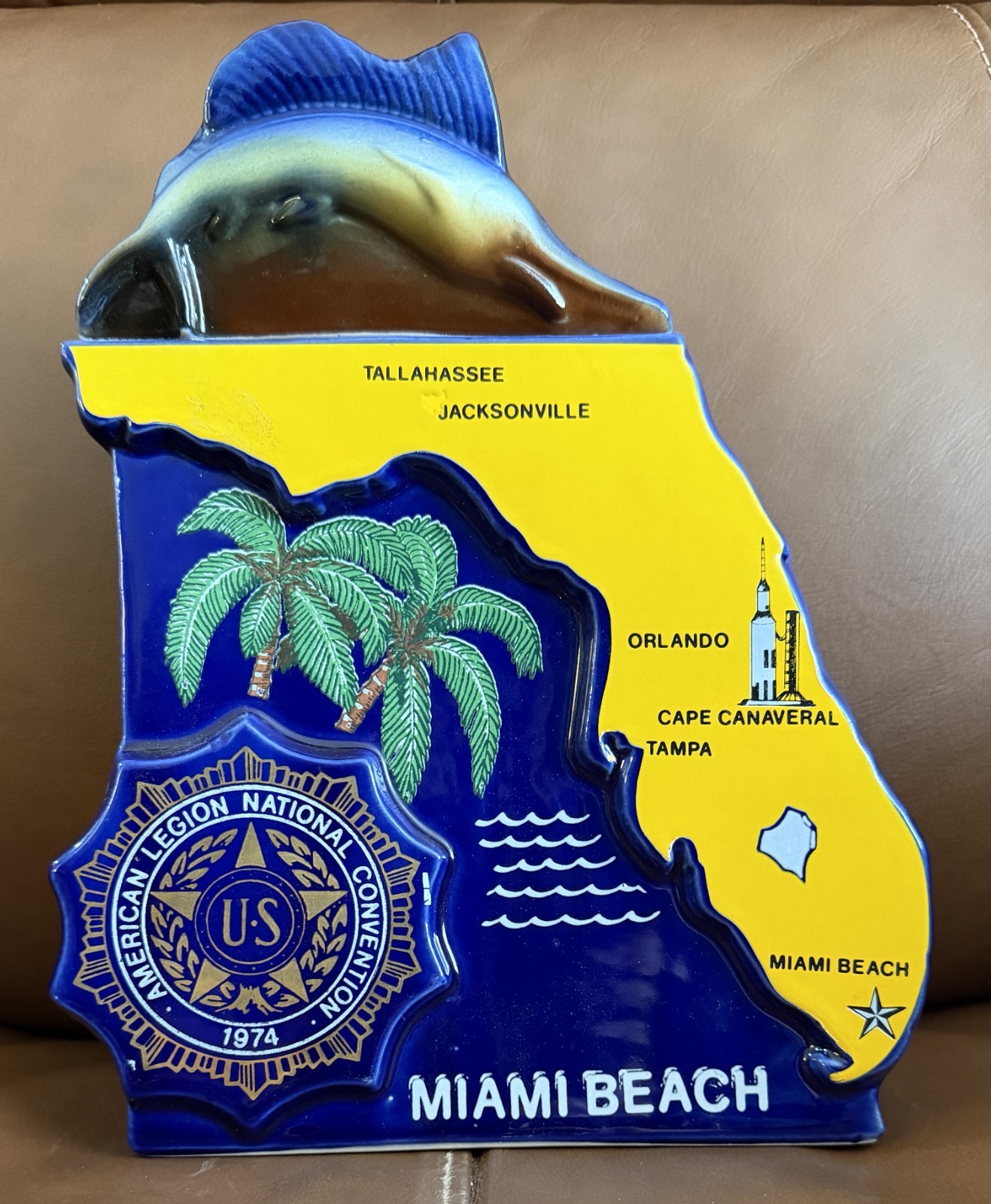 VINTAGE 1974 EZRA BROOKS AMERICAN LEGION MIAMI BEACH FLORIDA DECANTER
