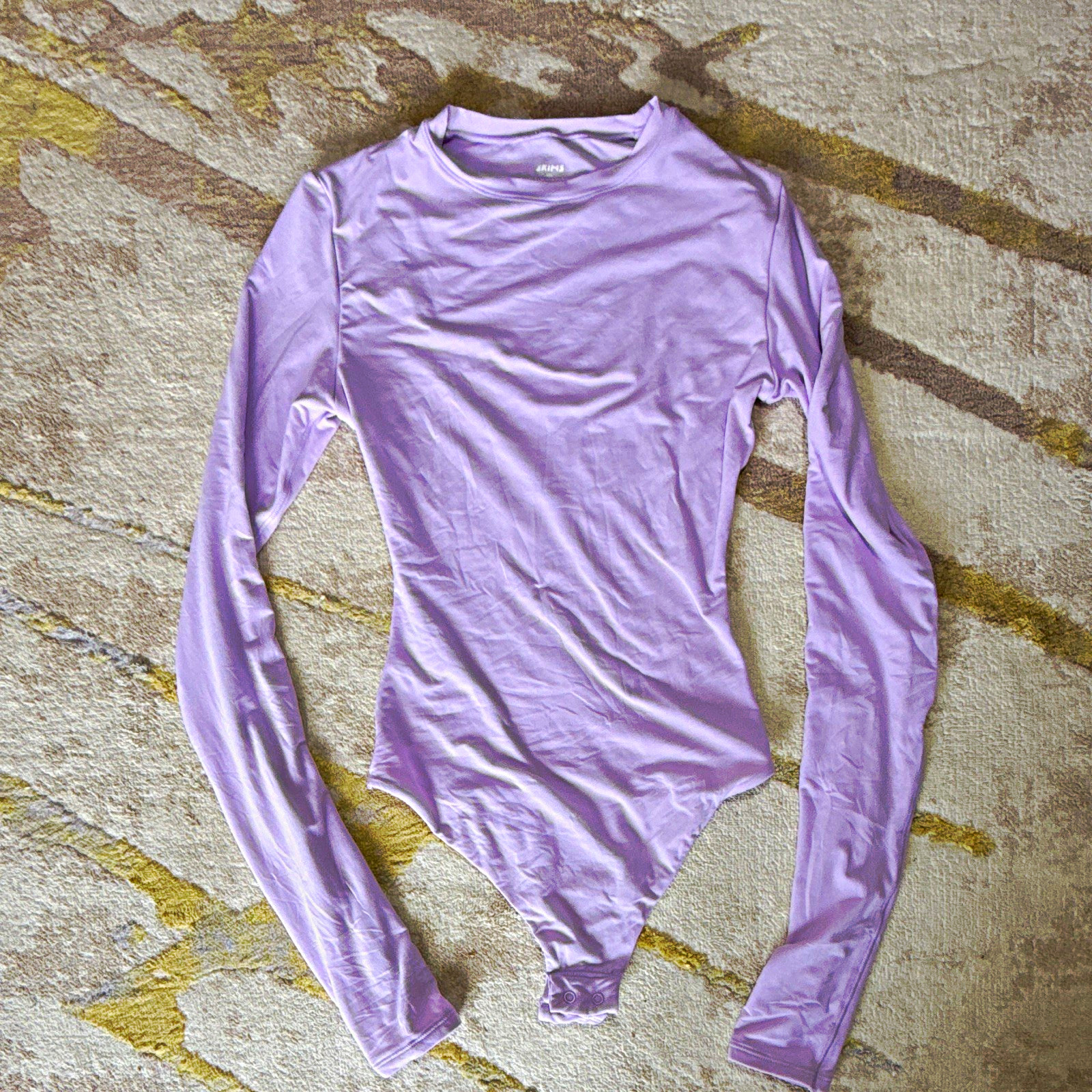 SKIMS Women’s Purple Long Sleeve Crew Neck Bodysuit 2XS Mild Compression