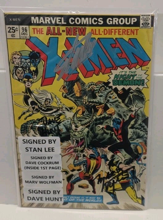 UNCANNY X-MEN #96 (MARVEL) SIGNED BY STAN LEE, WOLFMAN, HUNT, & COCKRUM/ VG-/+