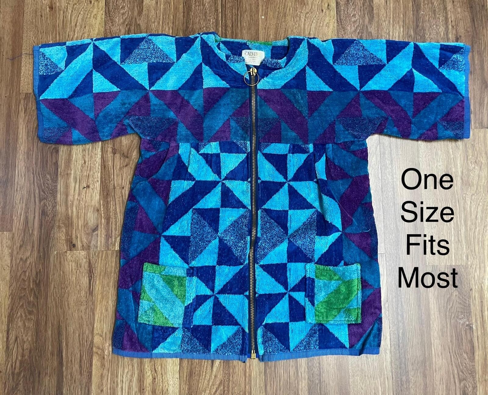 1960’s Vintage Terry Towel Zip up Pool Jacket One Size made in Japan 100% cotton