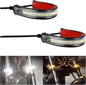 2PCS Motorcycle LED Turn Signal Light, Flexible Switchback Dual-Color White & Am 2PCS Motorcycle LED Turn Signal Light, Flexible Switchback Dual-Color White & Am