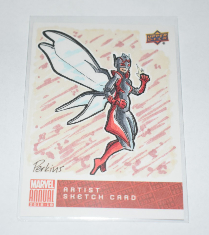 2018-19 Upper Deck Marvel Annual Sketch Cards 1/1 Nick Perkins Auto The Wasp