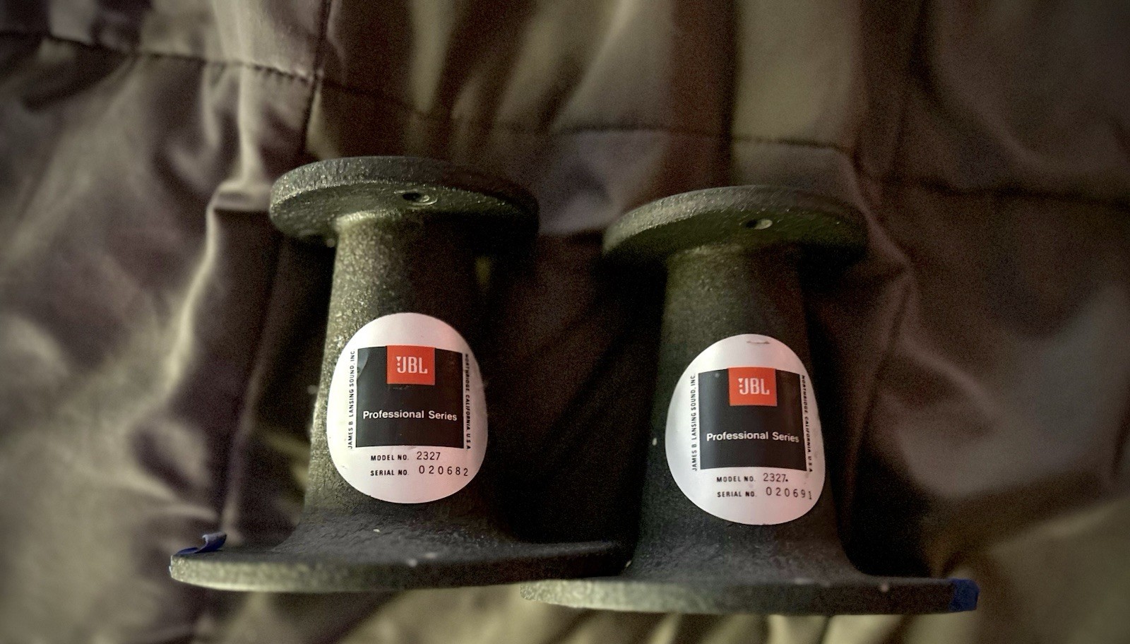 JBL Vintage 1-PAIR-2327/1”-2”—Horn/Lens/Adapter—Serial Numbers 020682 & 020691