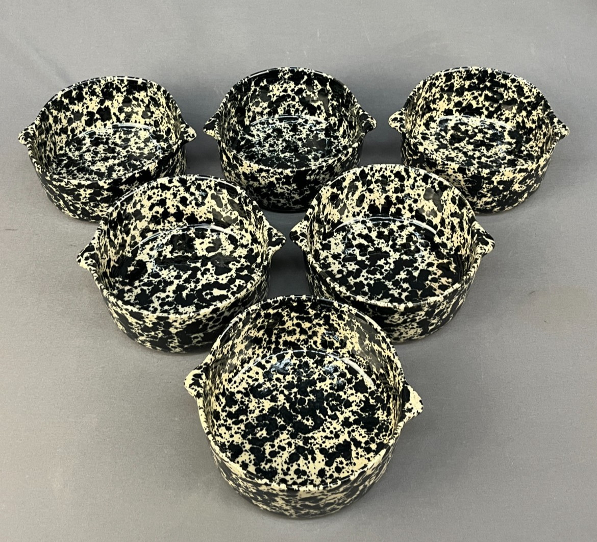 6 Bennington Potters Black Agate Sponge Ware 6\