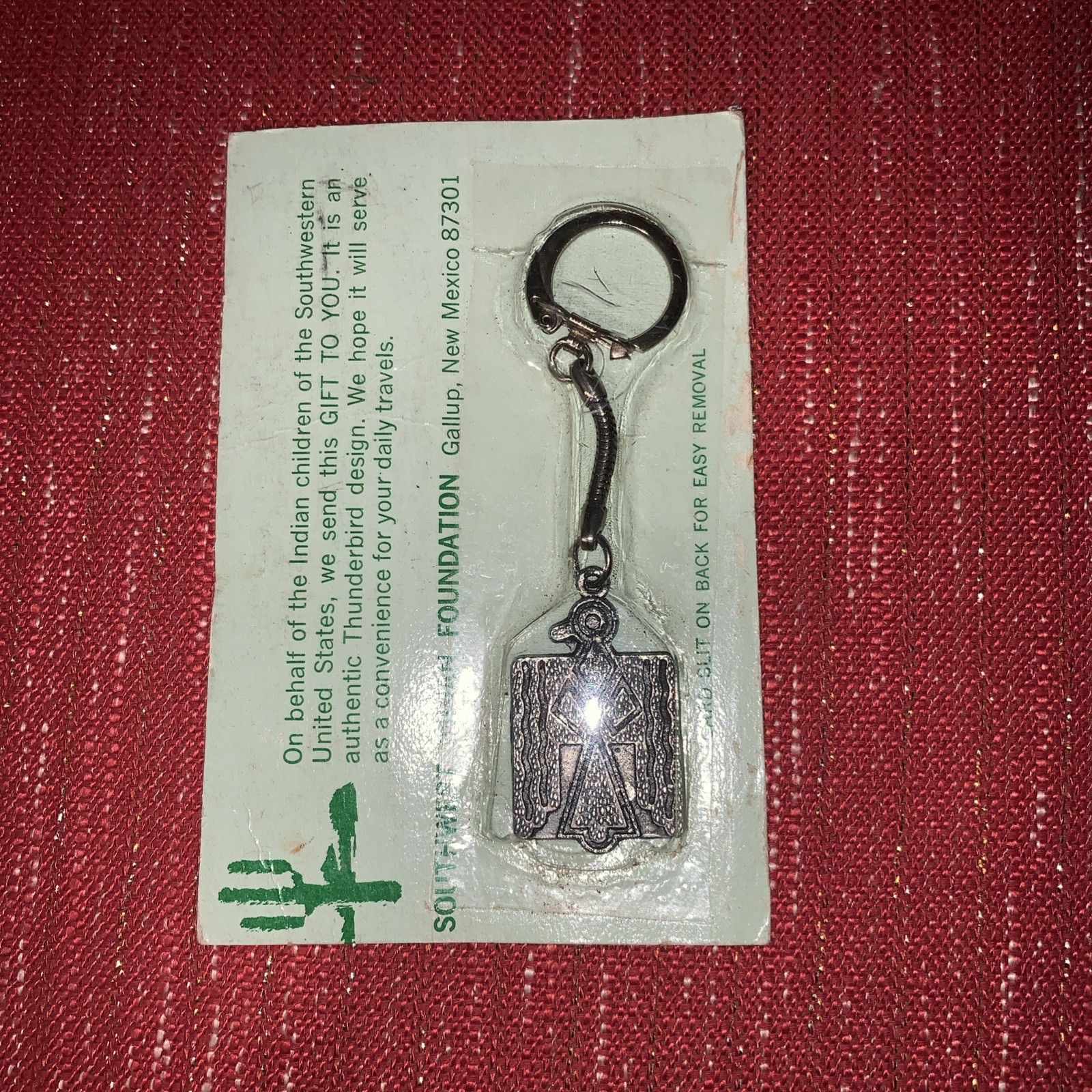 Vtg Metal Thunderbird Key Chain Key ring Southwest Indian Foundation NOS New