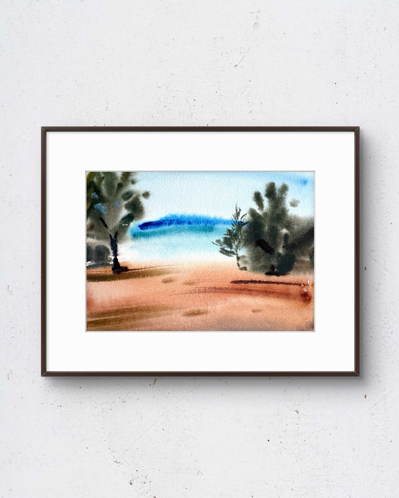 Lake Study No.14 7x5 Sunset Watercolor Painting Landscape Fine Art Wall Decor