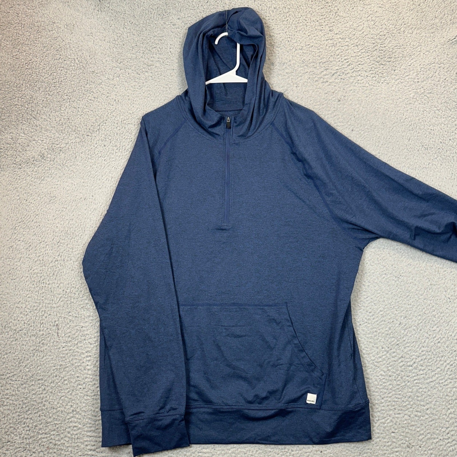 MAELREG Hoodie Mens XL Performance Quarter Zip Navy Blue Heathered Pullover EUC