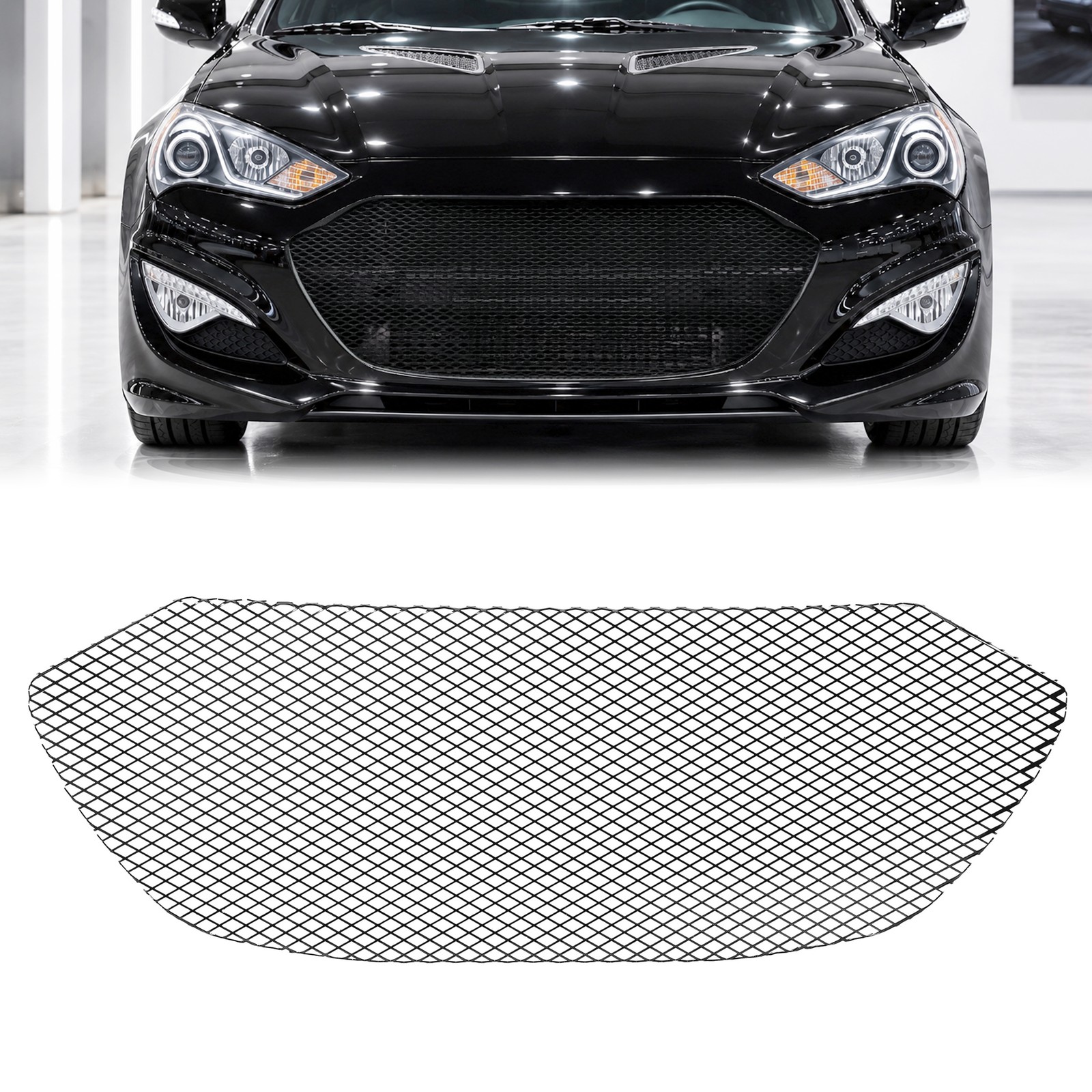 Black Grille Mesh Aluminum For 2013-2016 Hyundai Genesis Coupe Powder Coated
