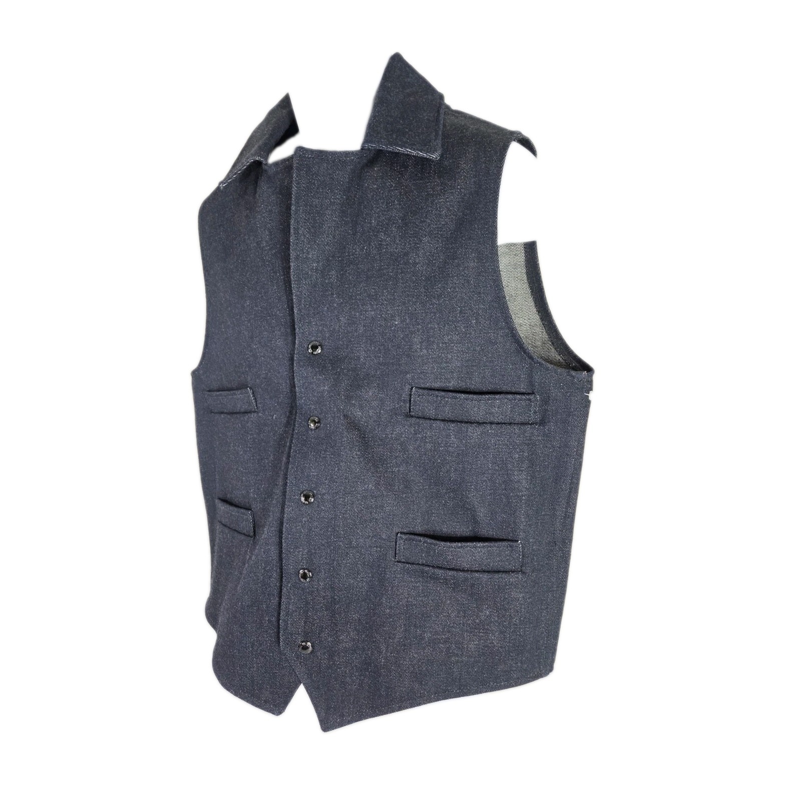VINTAGE C C Filson Denim Indigo Blue Vest Mens Large Snap Button 10331 NEW