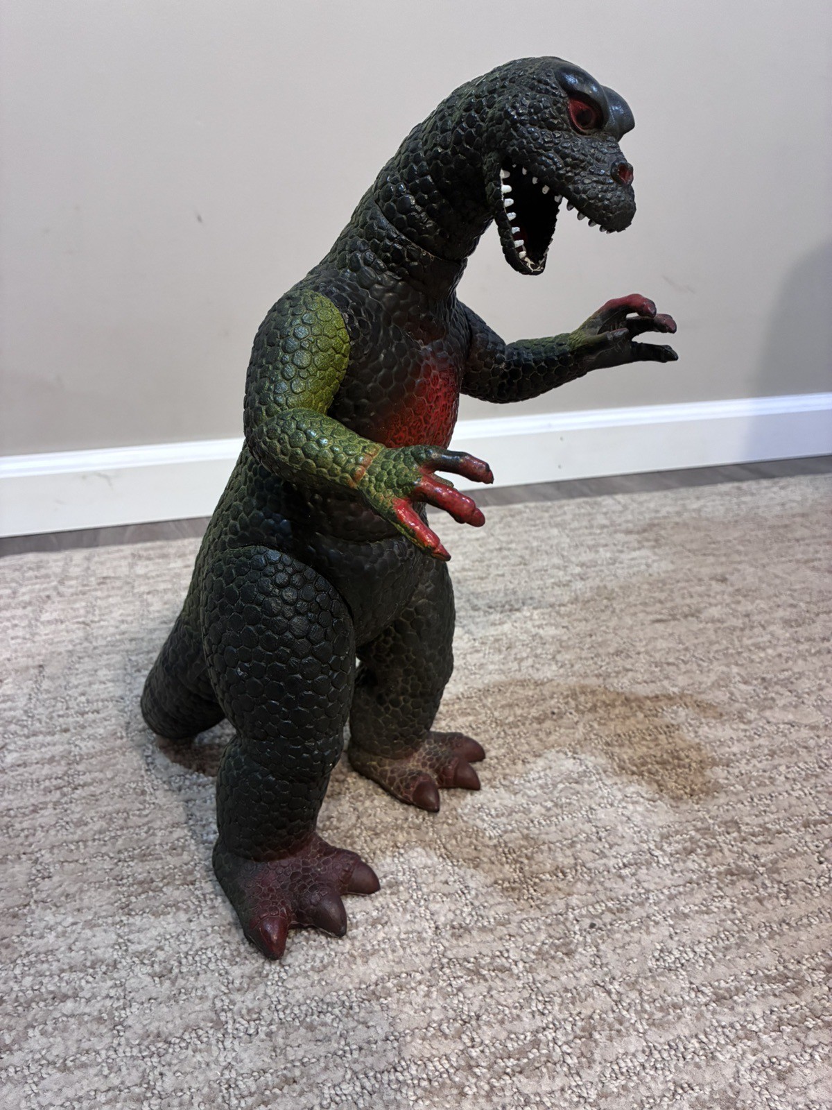 Large Vintage 1986 Dor Mei Godzilla 14” Toy Action Figure Red Belly Collectible