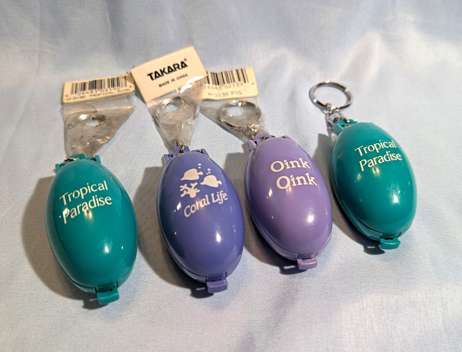 Takara Vintage 1993 Tropical Oink Oink Coastal Keychains Lot of 4. Not Working Takara Vintage 1993 Tropical Oink Oink Coastal Keychains Lot of 4. Not Working