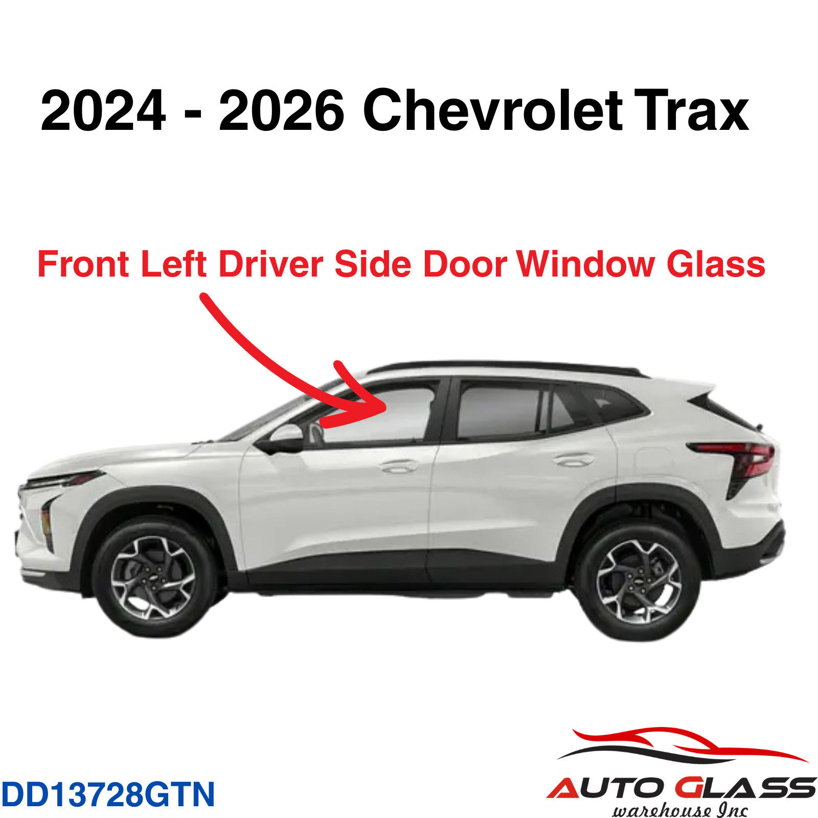 Fit 2024-2026 Chevrolet Trax Driver Left Side Front Door Window Glass Tempered Fit 2024-2026 Chevrolet Trax Driver Left Side Front Door Window Glass Tempered