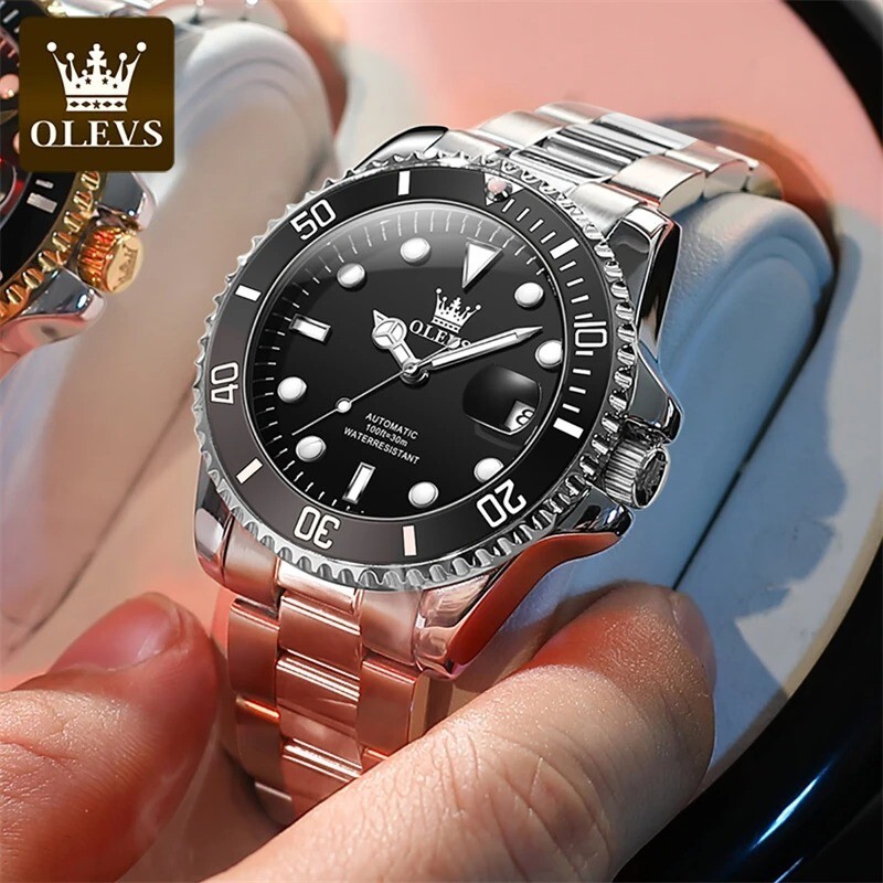 OLEVS Men's Automatic Luxury Watch Mechanical Waterproof Stainless Diver NEW