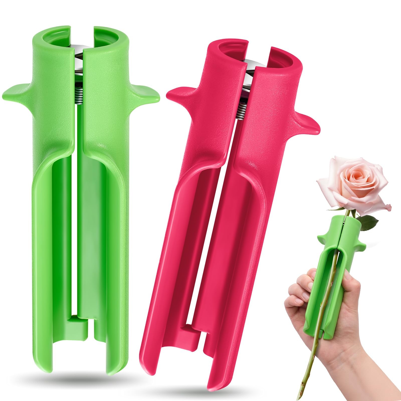 2 Pcs Rose Thorn Stripper Tool Thorn Remover for Rose Leaf, Green, Red