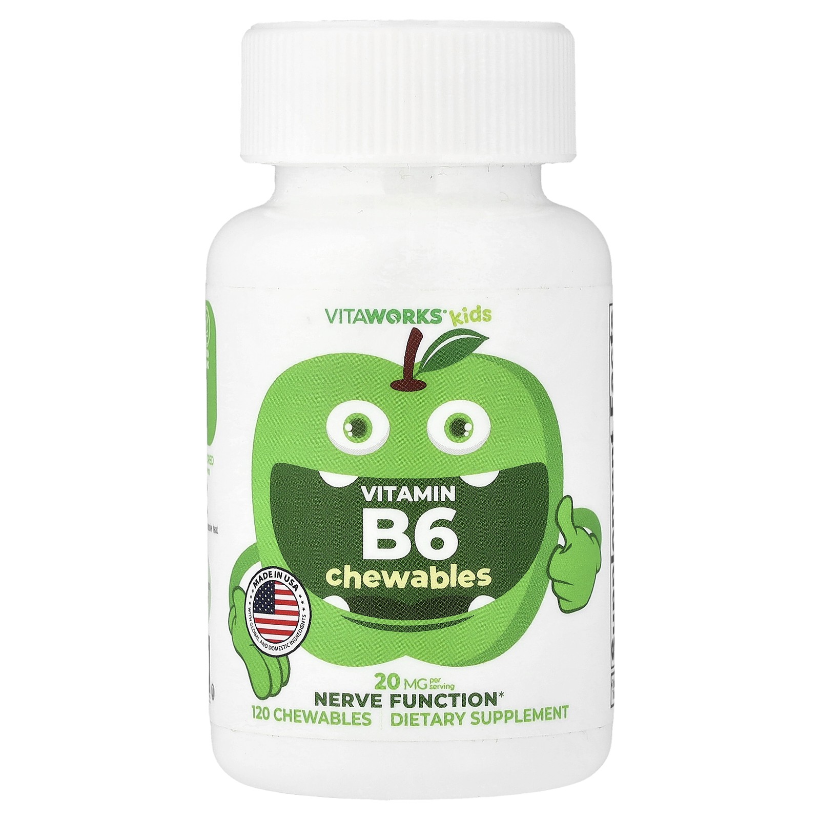 Kids, Vitamin B6 Chewables, Green Apple, 120 Chewables (10 mg per Chewable)