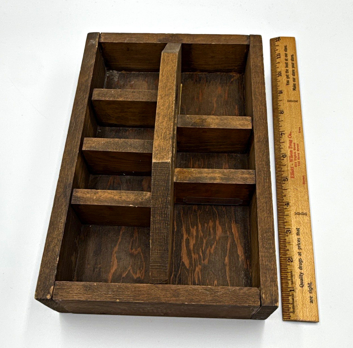 Antique Primitive Wooden Divided Tool Caddy Tote Box Antique Primitive Wooden Divided Tool Caddy Tote Box