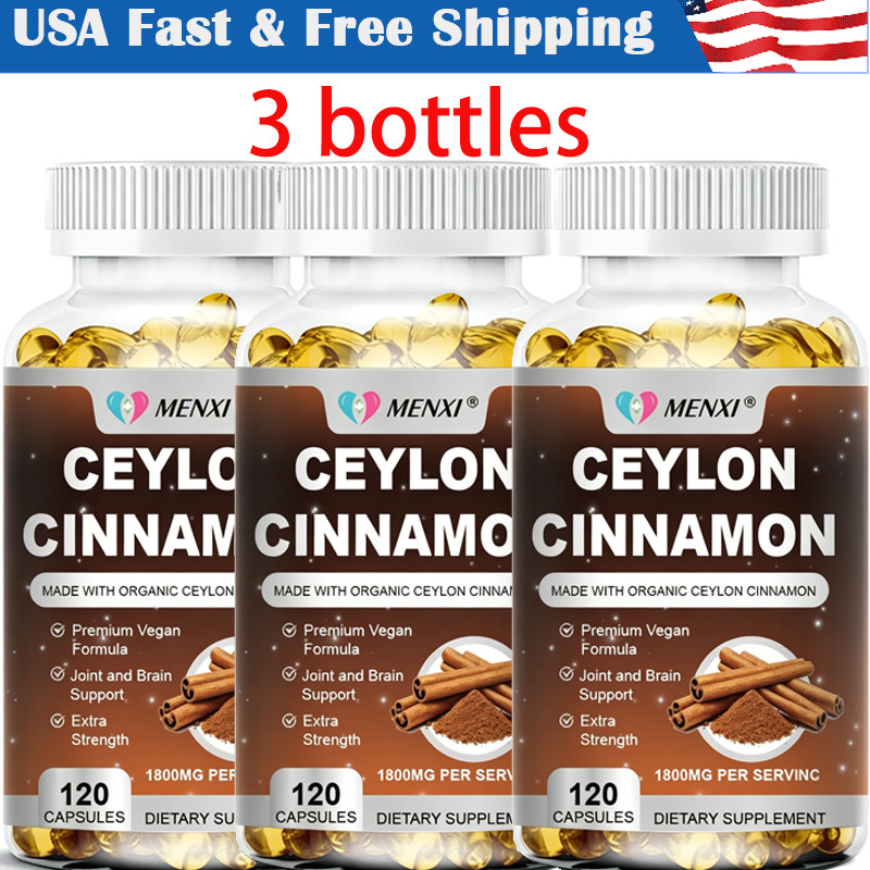 Organic Ceylon Cinnamon 360 Capsules 1800mg Highest Potency Blood Sugar Support