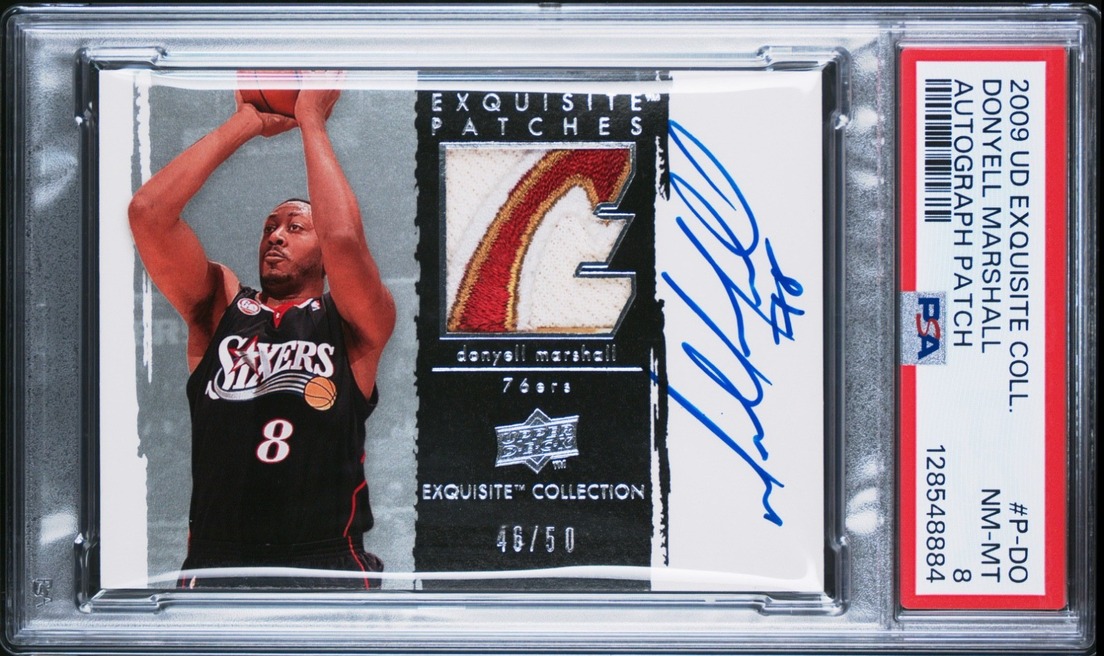 DONYELL MARSHALL 2009-10 UD Exquisite Game-Worn Patch Autograph 46/50 PSA 8 DONYELL MARSHALL 2009-10 UD Exquisite Game-Worn Patch Autograph 46/50 PSA 8