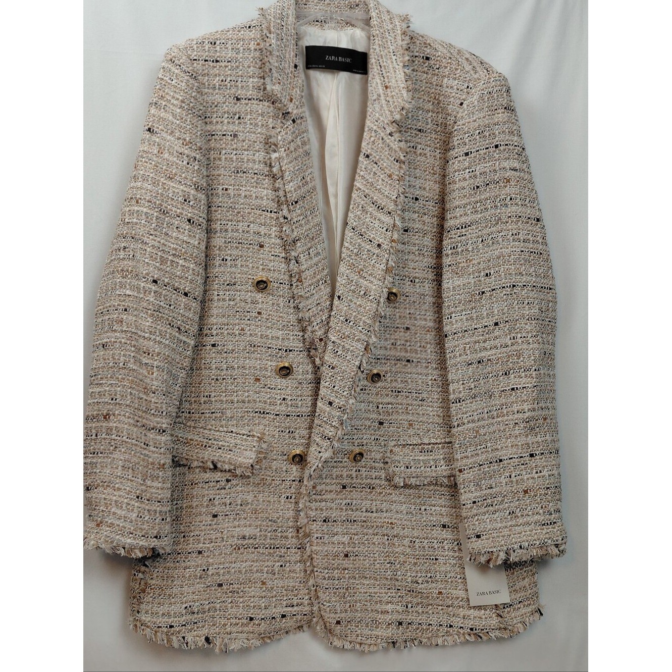 Zara Double Breasted Tweed Boucle Blazer Size XL NWT Zara Double Breasted Tweed Boucle Blazer Size XL NWT