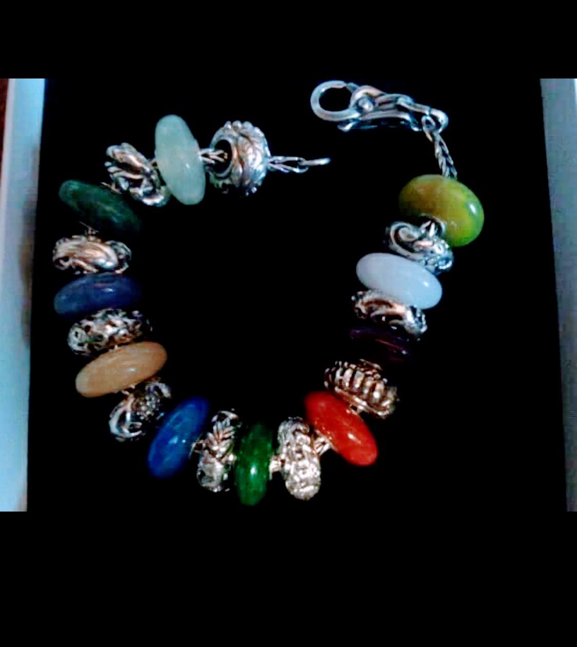 Trollbeads 1997 Retired sterling silver & Jade, Zodiac Themed Full Bracelet
