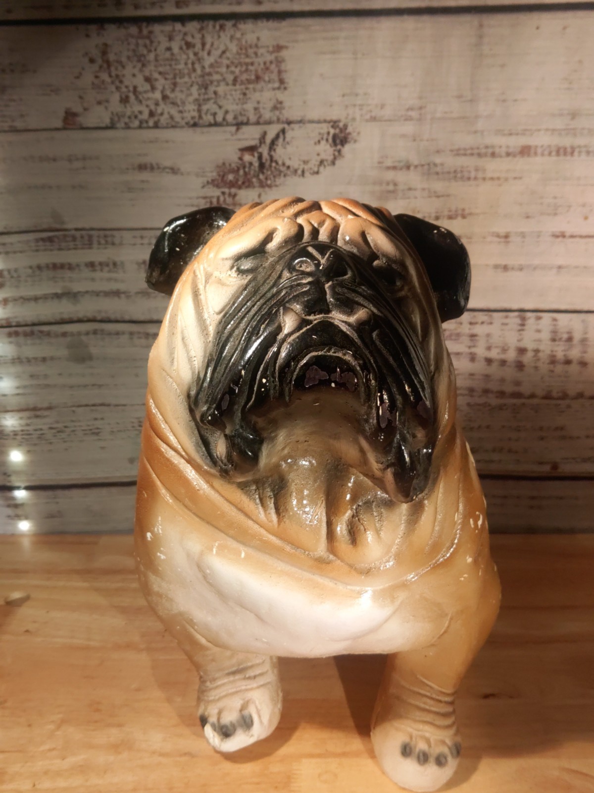 Vintage 12x11x8 Chalkware English Bulldog