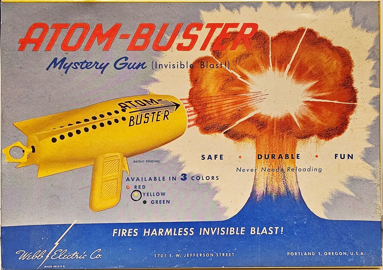 RARE 1950\'s VINTAGE ATOM BUSTER RAYGUN OUTER SPACE RAY GUN PISTOL TOY WEBB MINT RARE 1950\'s VINTAGE ATOM BUSTER RAYGUN OUTER SPACE RAY GUN PISTOL TOY WEBB MINT