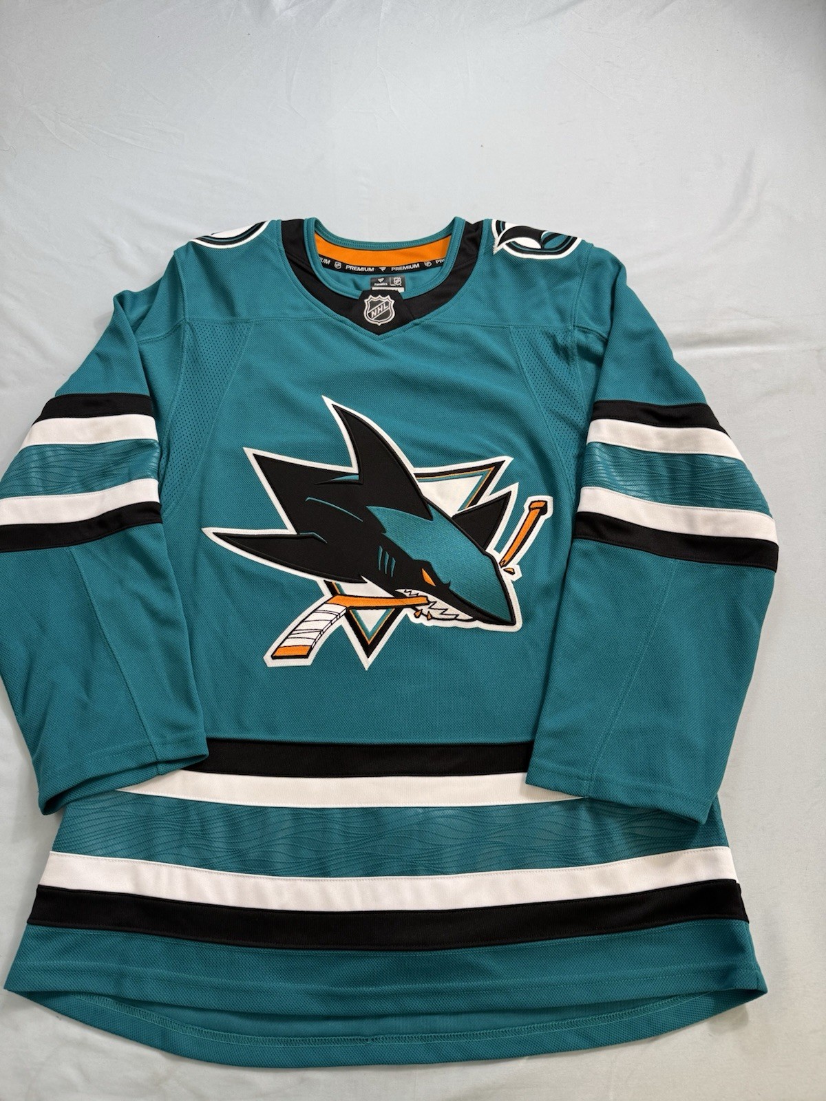 NWOT Fanatics Premium San Jose Sharks Men’s Size 46 Home Jersey NWOT Fanatics Premium San Jose Sharks Men’s Size 46 Home Jersey