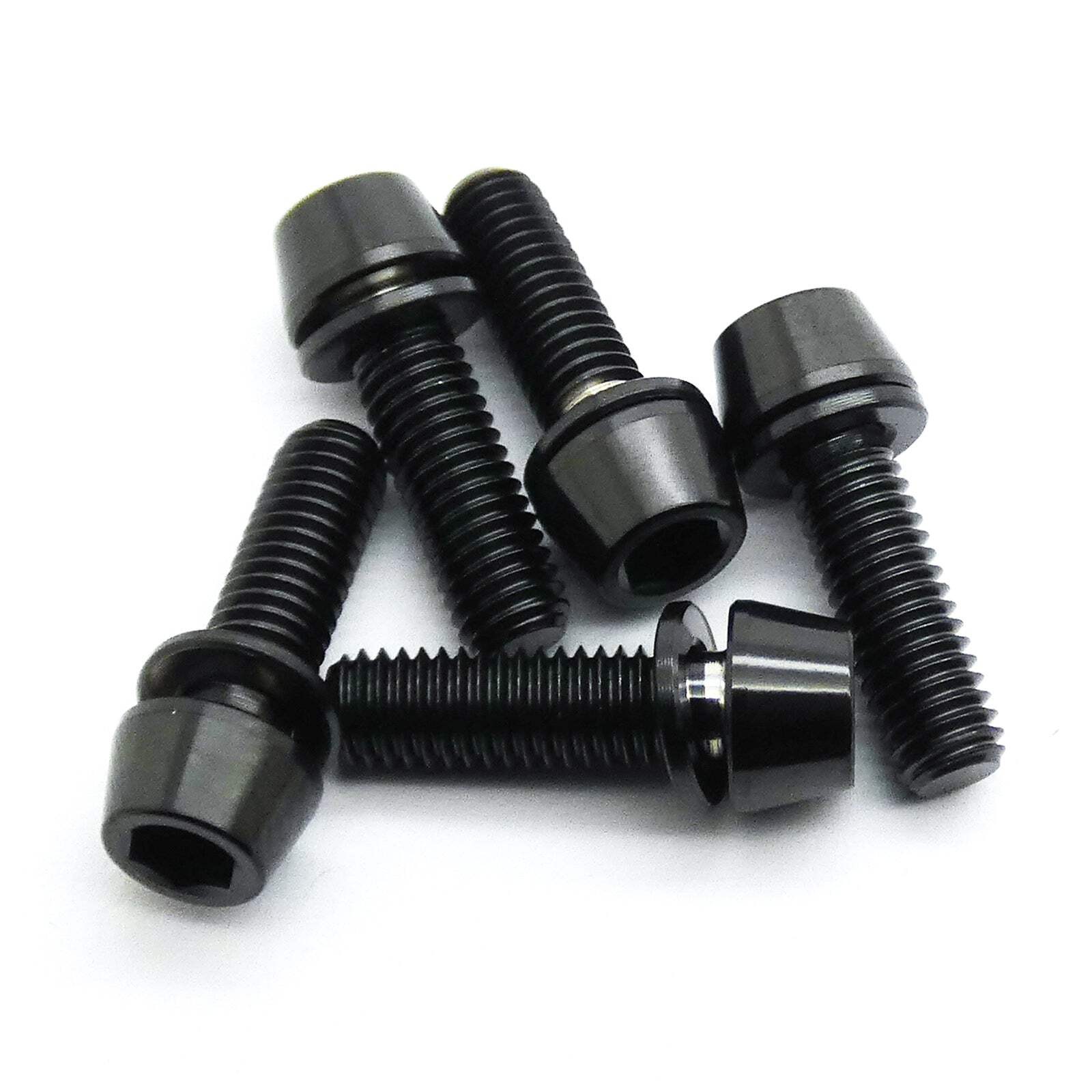 5pcs M5x16mm Titanium Cone Socket Head Hex Screw TC4 Alloy (Anodized Black)