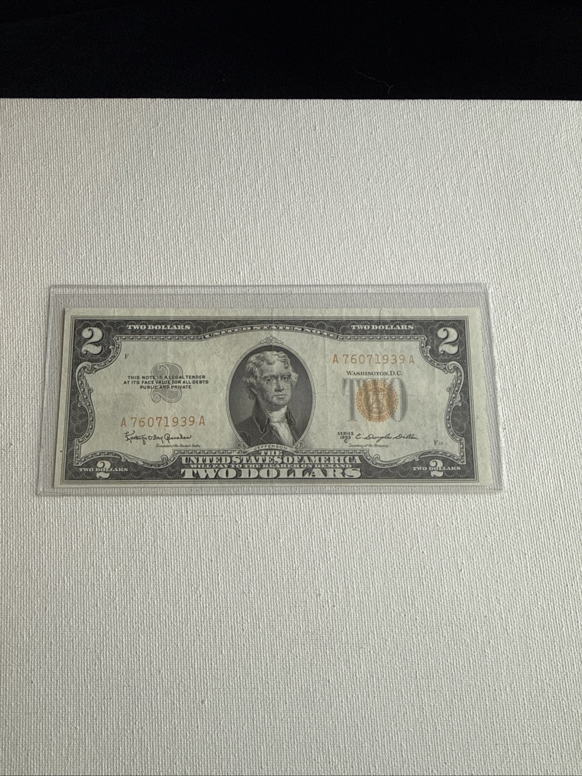 1953 A $2 Dollar Bill Yellow SEAL Note 1953 A $2 Dollar Bill Yellow SEAL Note