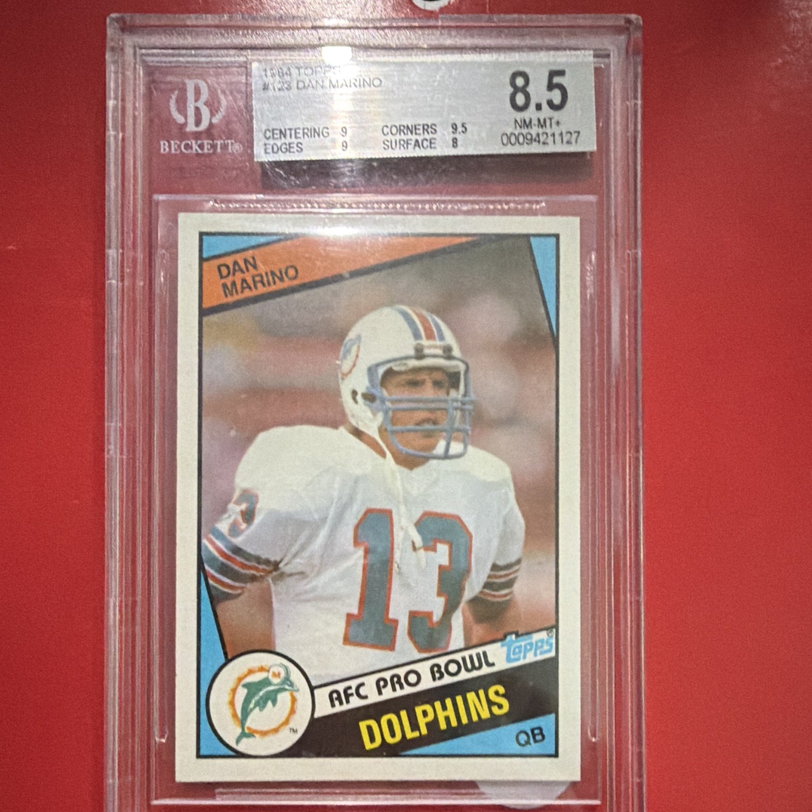 Topps 1984 Dan Marino Miami Dolphins #123 RC AFC Pro Bowl Graded BGS 8.5