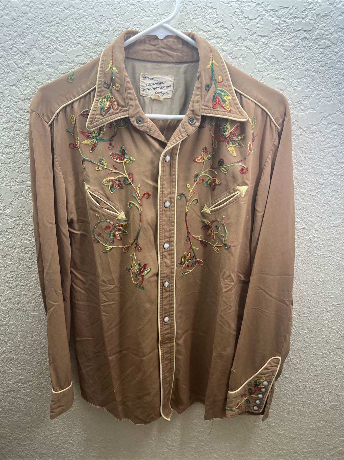 Vintage 1950s California Ranchwear Women’s Western Shirt Tag Size 16 Fits Medium