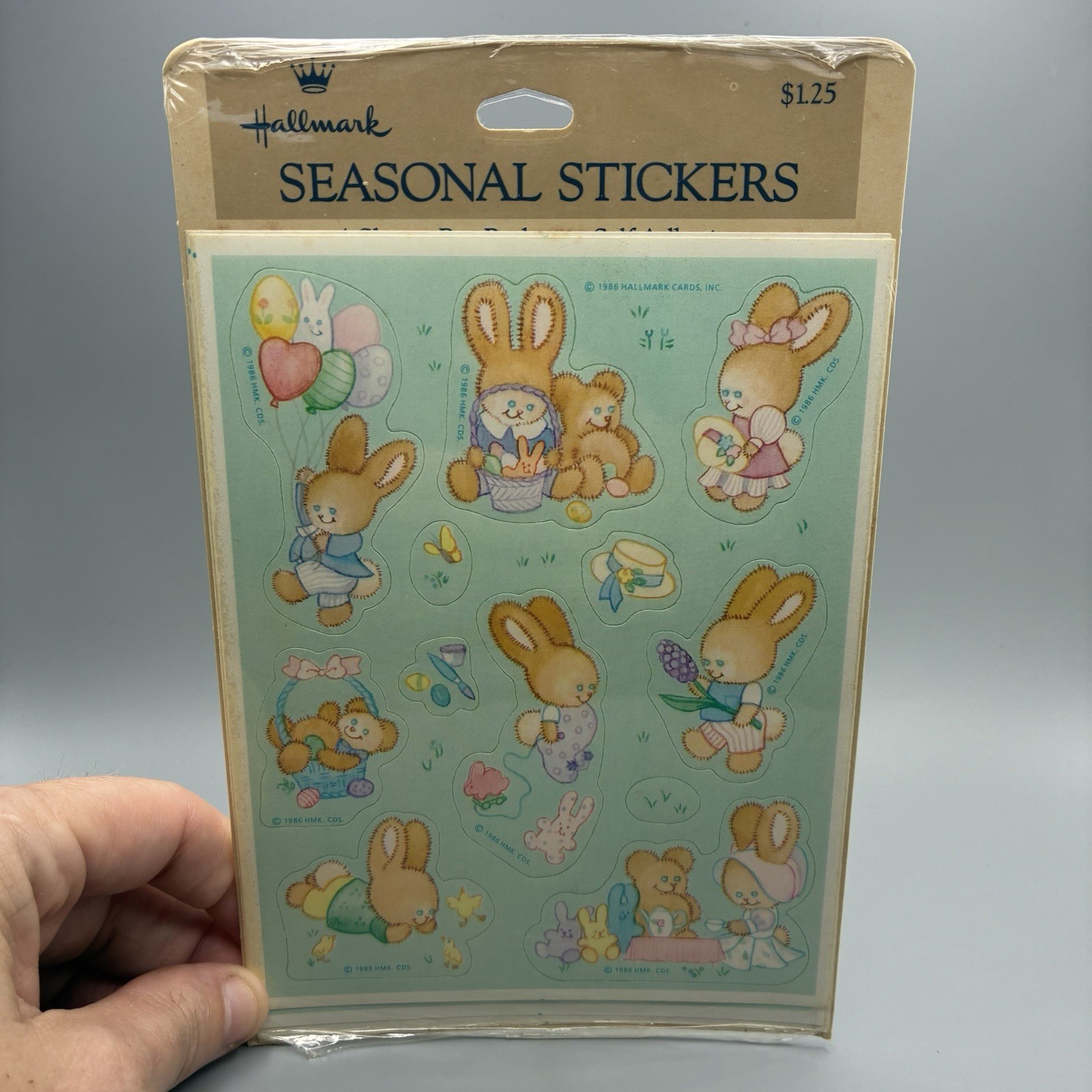 Vintage 1986 Hallmark Seasonal Easter Bunny Stickers Spring  4 sheets Sealed NOS