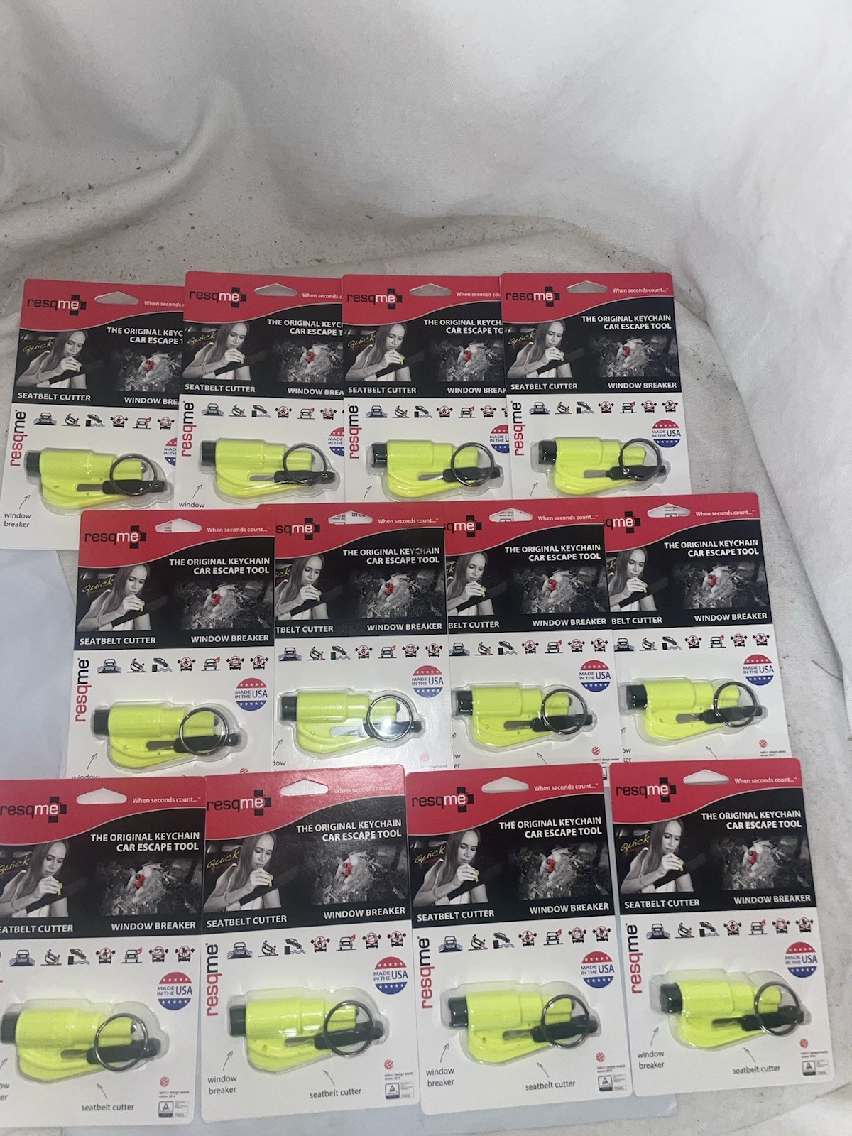 Lot Of (12) Resqme The Original Car Escape Tool, Neon