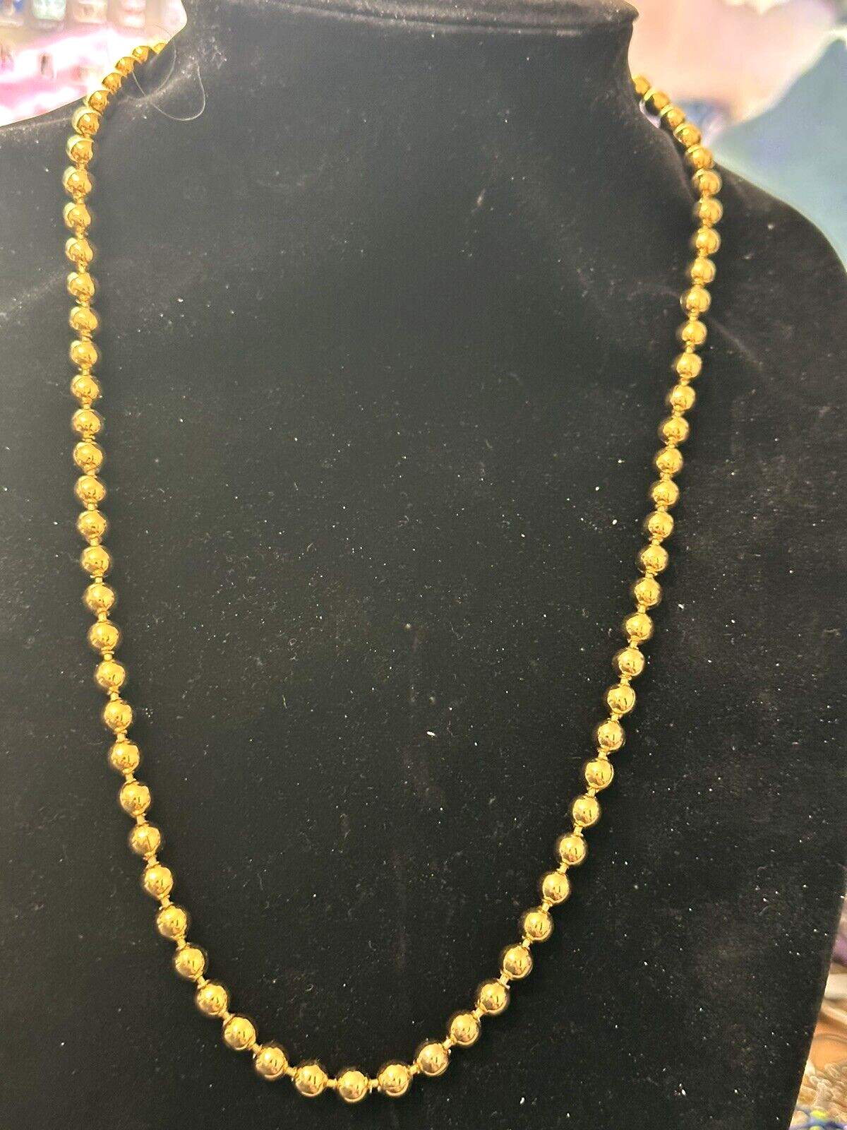 Vintage Premier Designs GLOSSY Gold Tone Ball Bead Chain Necklace 24\