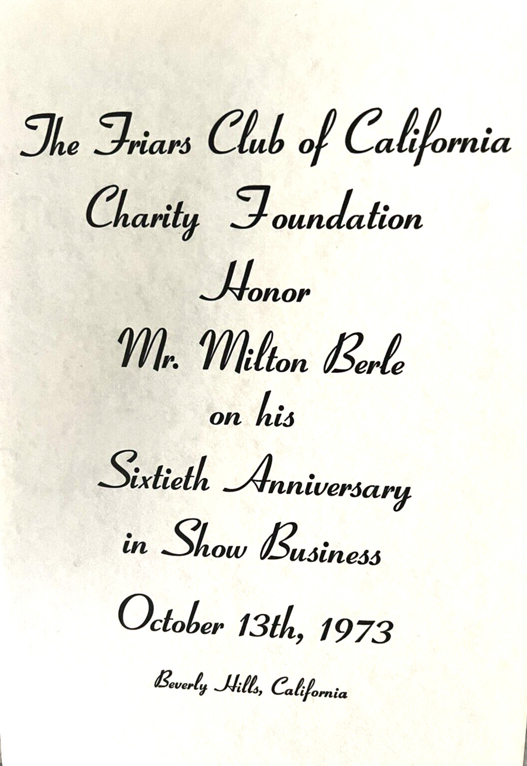 MILTON BERLE INSANELY RARE \