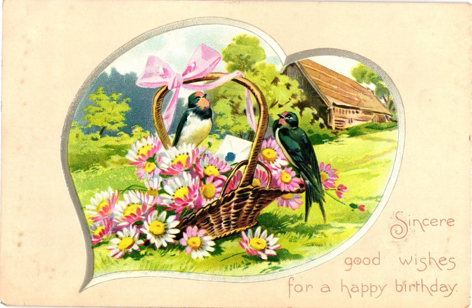 Tuck\'s GOOD WISHES FOR A HAPPY BIRTHDAY Embossed Birds Flowers c1909 Postcard Tuck\'s GOOD WISHES FOR A HAPPY BIRTHDAY Embossed Birds Flowers c1909 Postcard