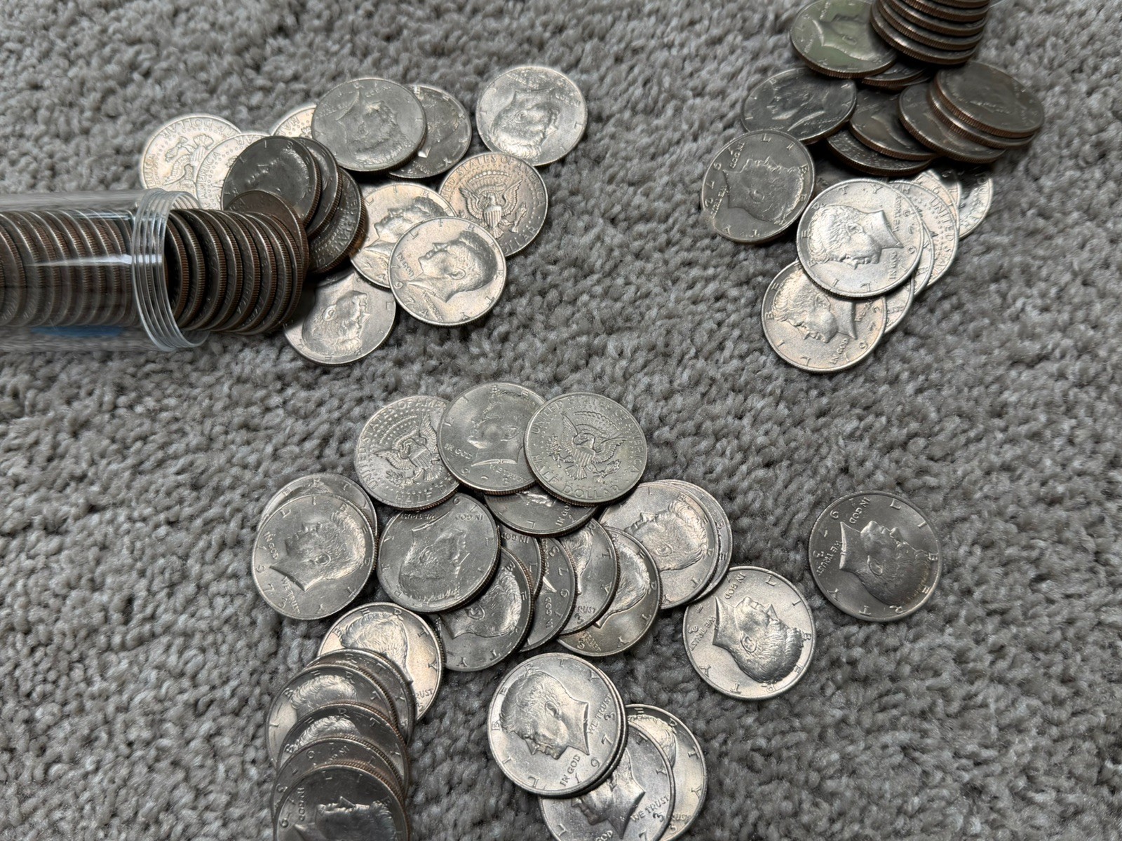 JFK, Kennedy Lot of 100 Coins (1/2 Dollars)- Blowout Sale 1970s -Lowest on EBay JFK, Kennedy Lot of 100 Coins (1/2 Dollars)- Blowout Sale 1970s -Lowest on EBay