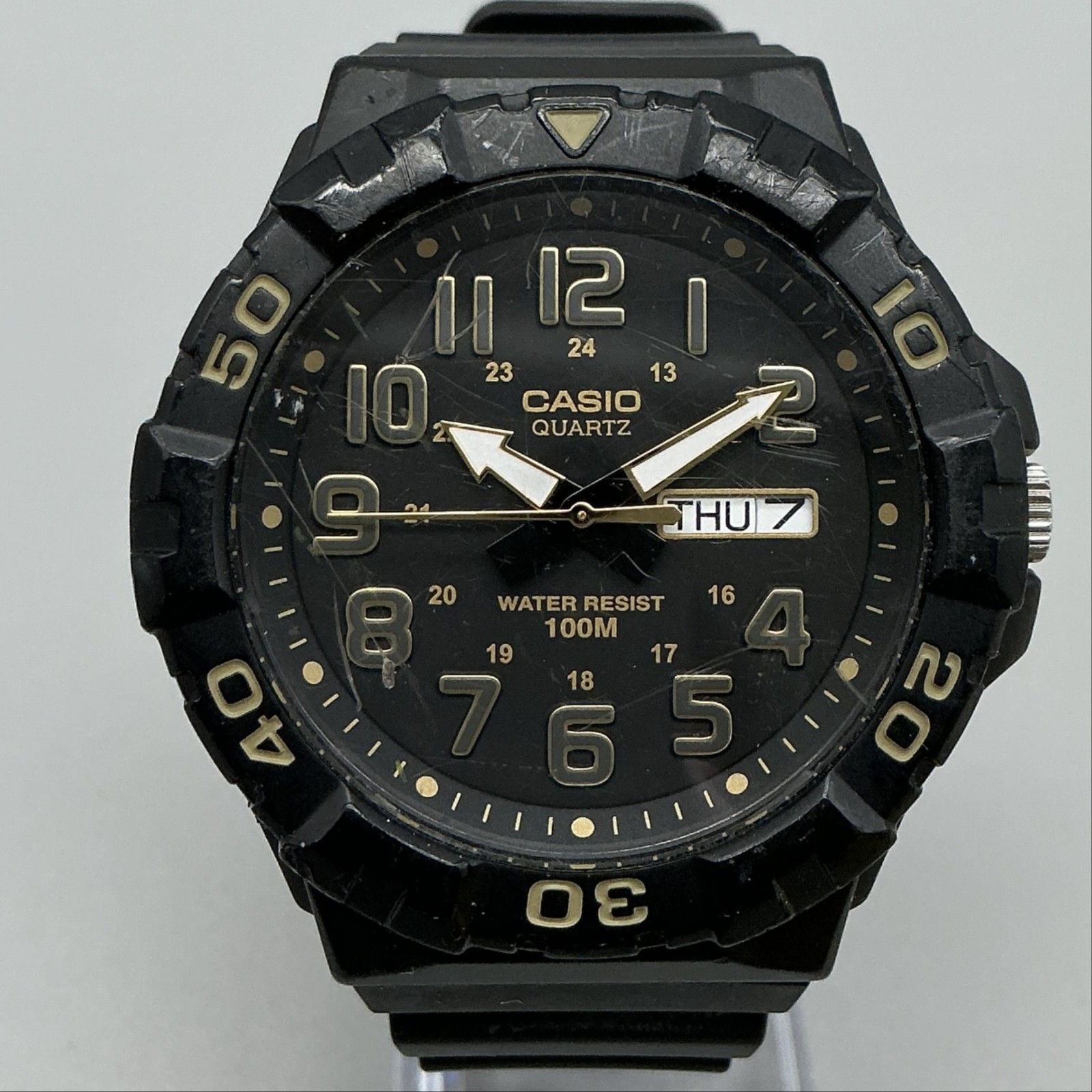 Casio MRW-210H Mens Watch 50mm Black Dial Black Resin Day Date 100M WR Casio MRW-210H Mens Watch 50mm Black Dial Black Resin Day Date 100M WR