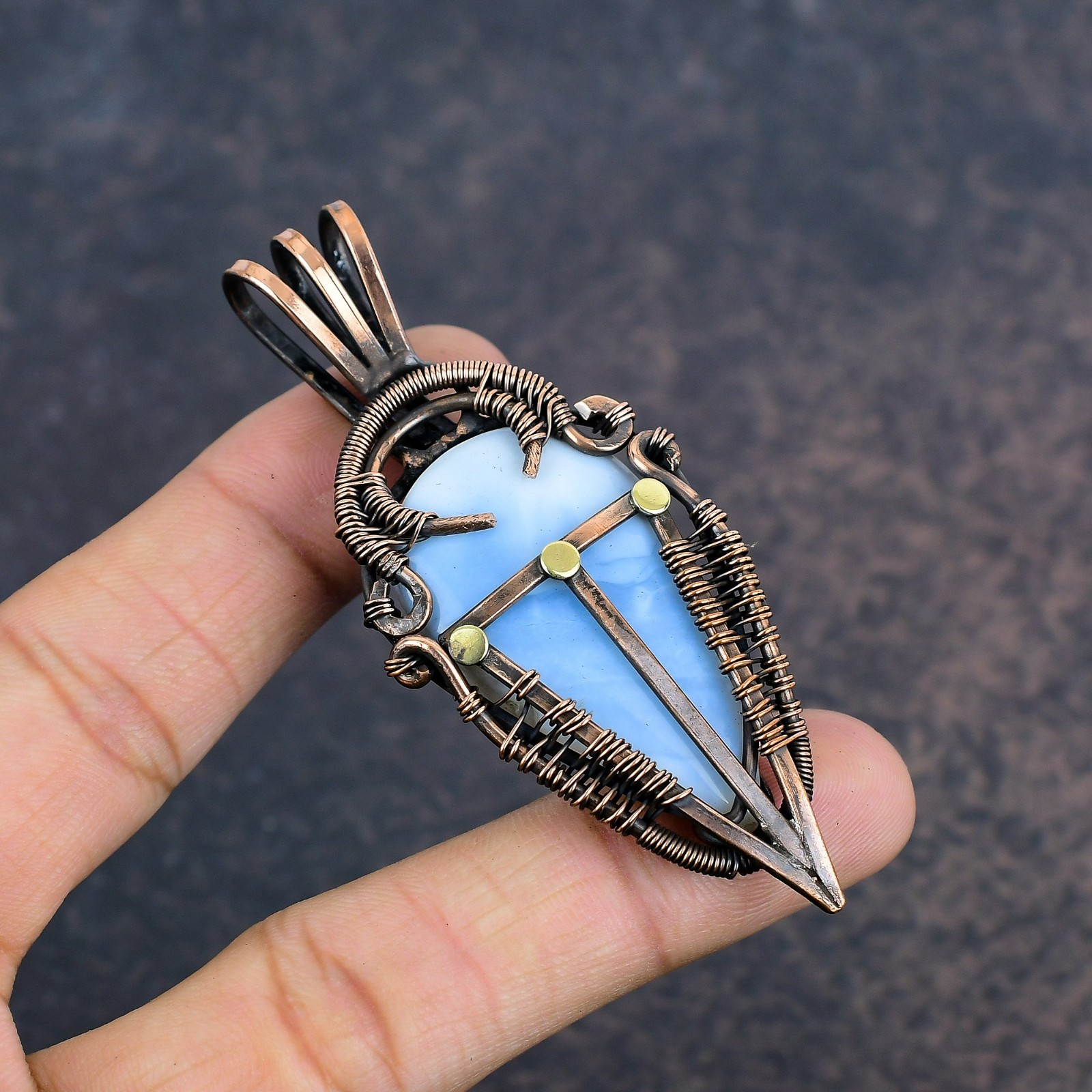 Owhyee Opal Gemstone Copper Wire Wrapped Gemstone Handmade Pendant Wedding Gifts