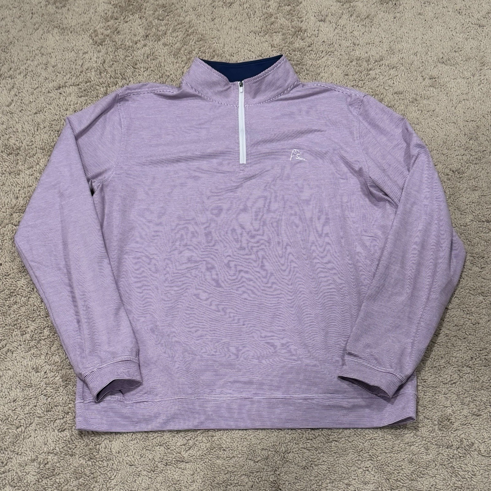 Rhoback 1/4 Zip Pullover Men’s Large Purple White Stripe Golf Performance