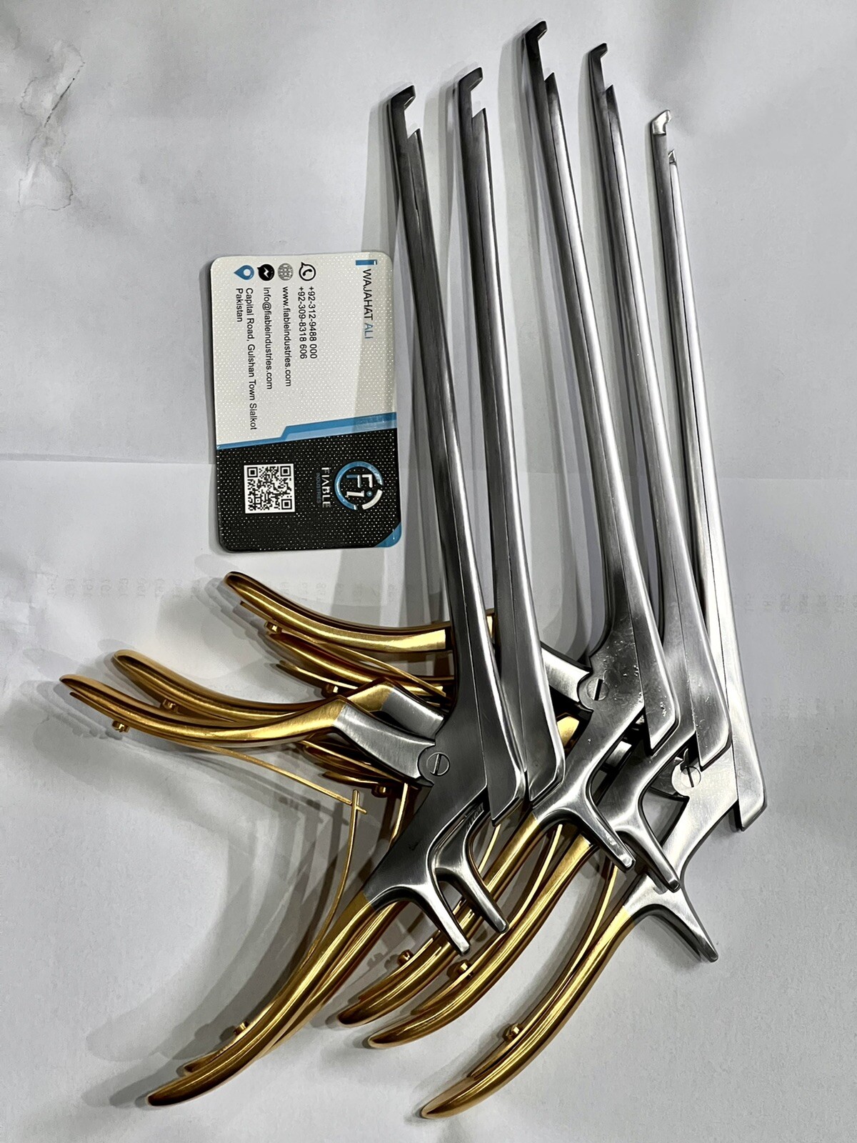 Kerrison Set 8” (1mm,2mm,3mm,4mm,5mm) 5 Pieces 45 degrees Upward Rongeurs  Gold