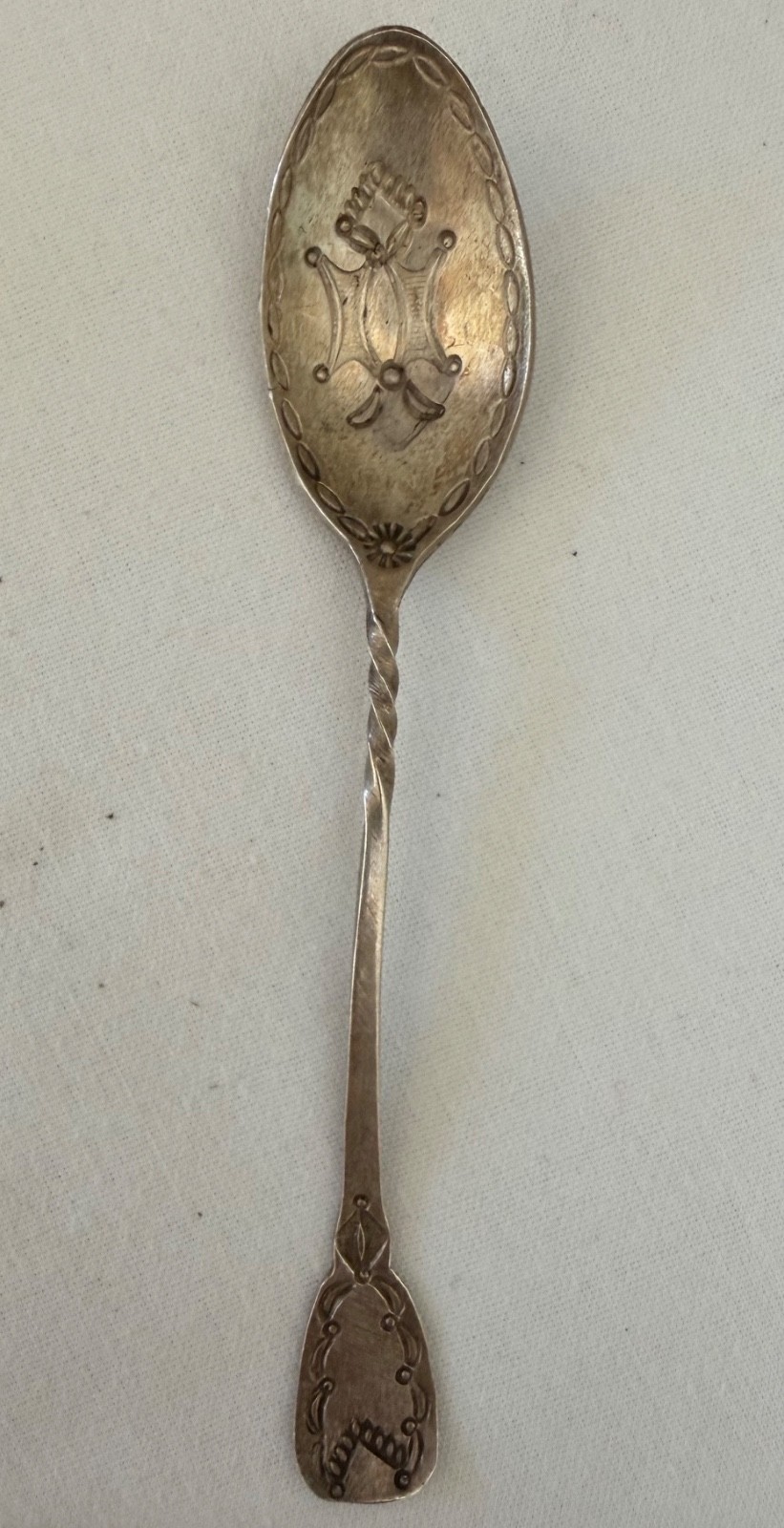 Antique Navajo Stamped Silver Souvenir Spoon Twisted Stem Fred Harvey Era 4.75 Antique Navajo Stamped Silver Souvenir Spoon Twisted Stem Fred Harvey Era 4.75