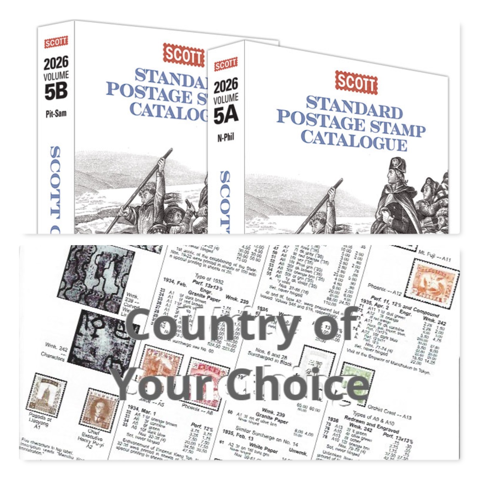 Country Pages from 2026 Scott Standard Postage Stamp Catalog 5A-5B FREE US SHIP