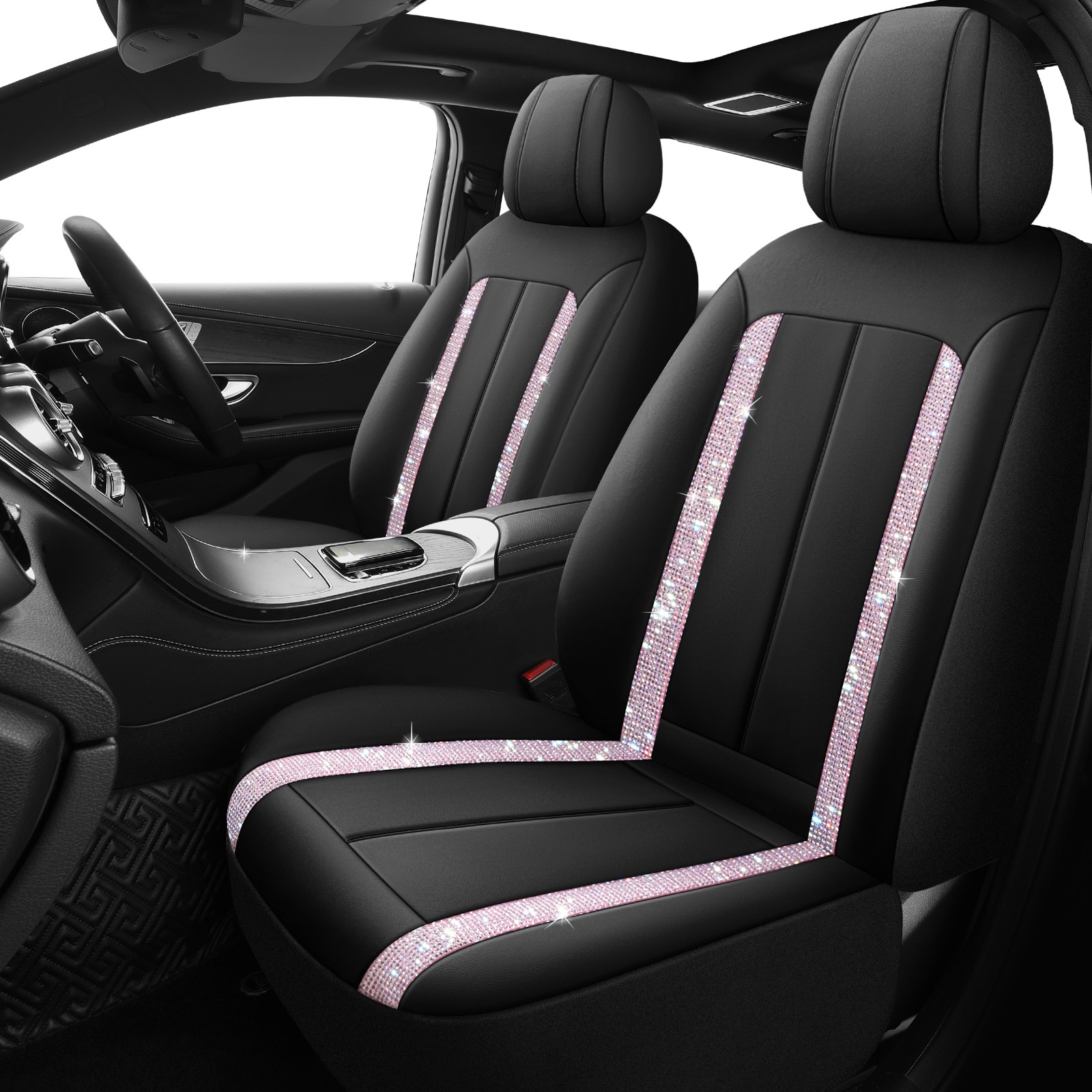 Universal Bling Car Seat Covers Full Set Waterproof PU Leather Interior Sets