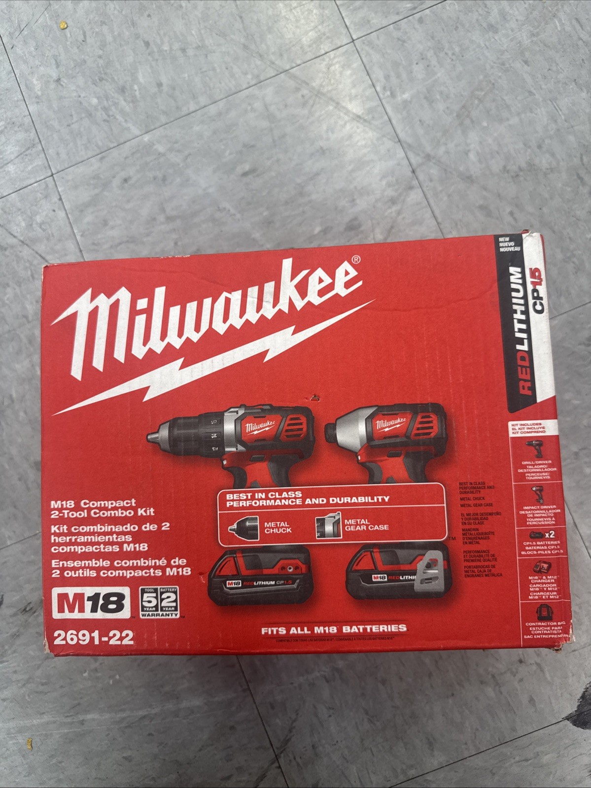 Milwaukee 2691-22M18 18V Li-Ion Cordless Drill Driver Combo Kit
