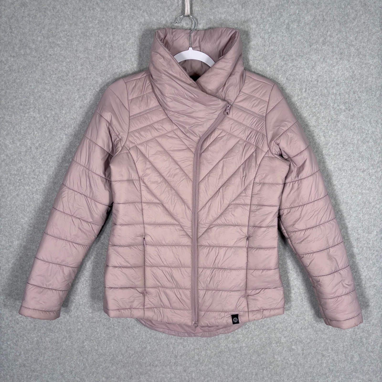 Mondetta Packable Puffer Jacket Small Pink Mauve Nylon Quilted Funnel Neck