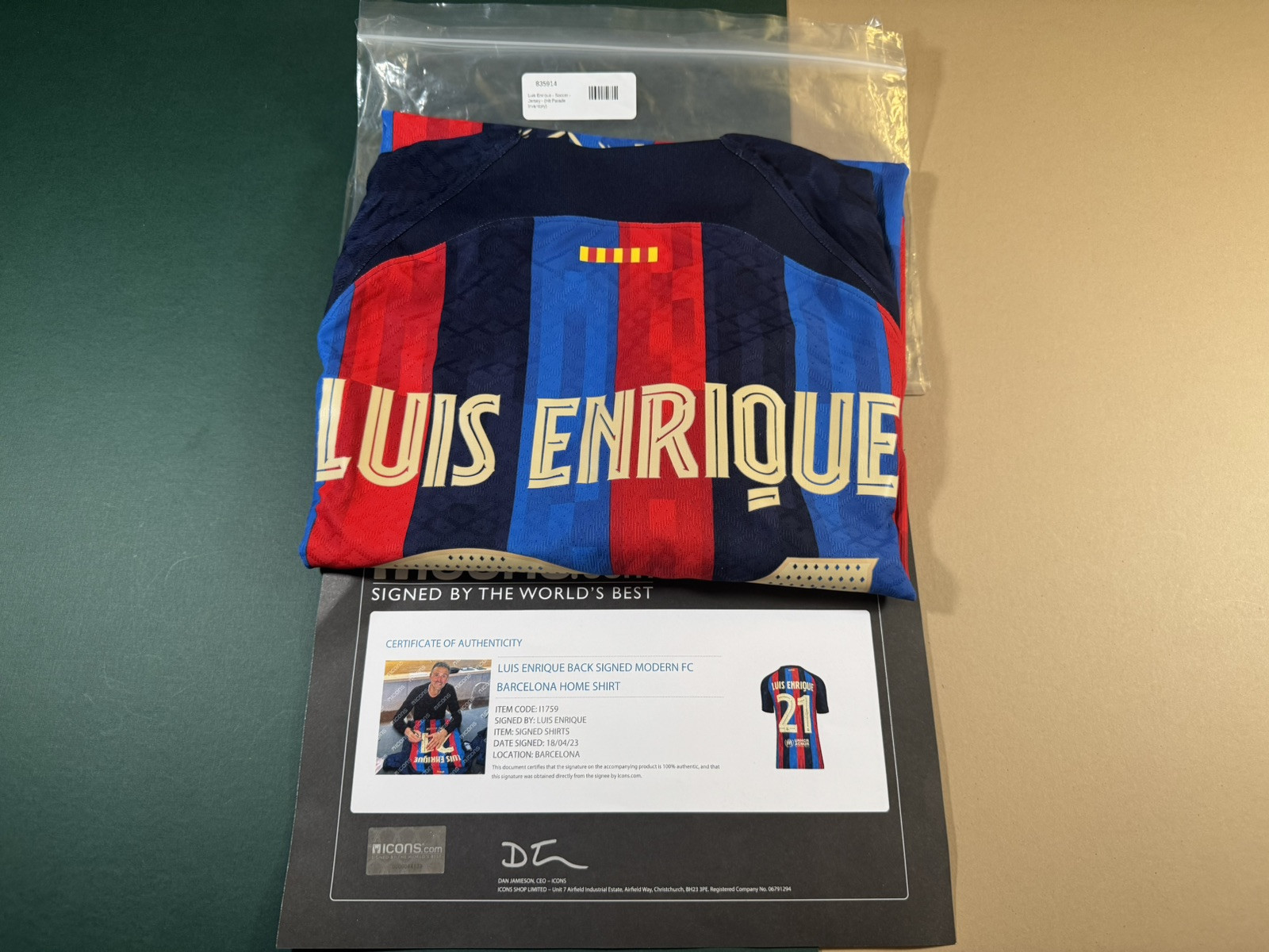 Nike - Luis Enrique - Signed Jersey - Barcelona - ICONS - COA