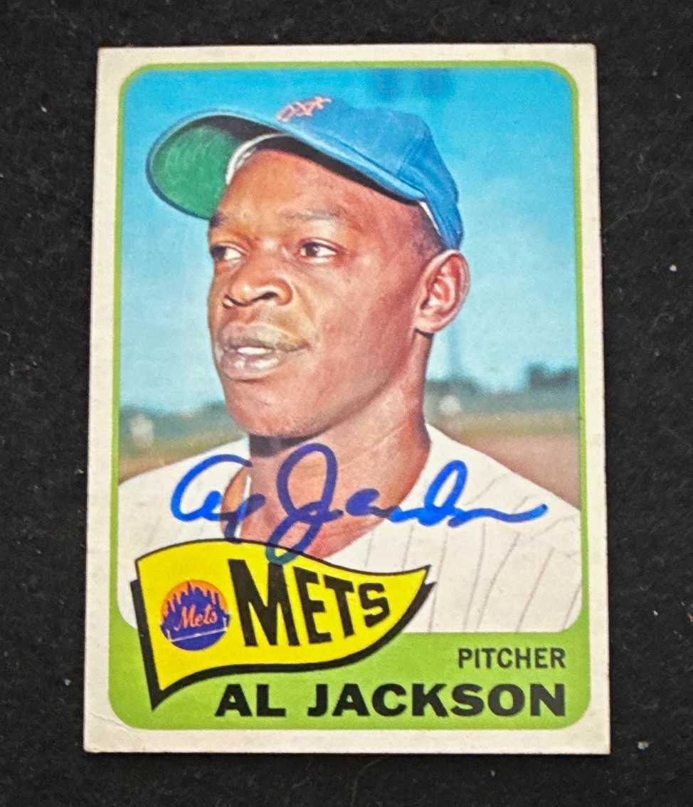 Topps 1965 Topps Al Jackson #381 New York Mets Autographed Baseball Card Topps 1965 Topps Al Jackson #381 New York Mets Autographed Baseball Card